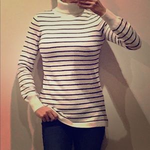 Black and white turtleneck sweater